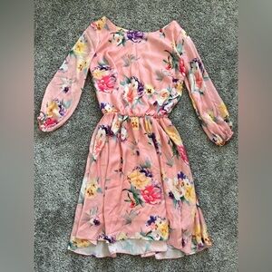 Pink Summer Midi Dress, Multicolor Flora, Size: S, Worn once